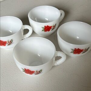 Vintage Federal Milk Glass Rose Crest Tea/Punch Cups.